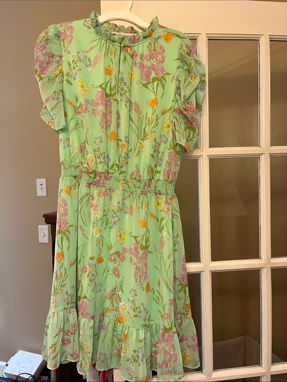 Juniors Floral Ruffle Dress - Light Green